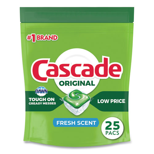Cascade ActionPacs, Fresh Scent, 13.5 oz Bag, 25-Pack, 5 Packs-Carton 80675