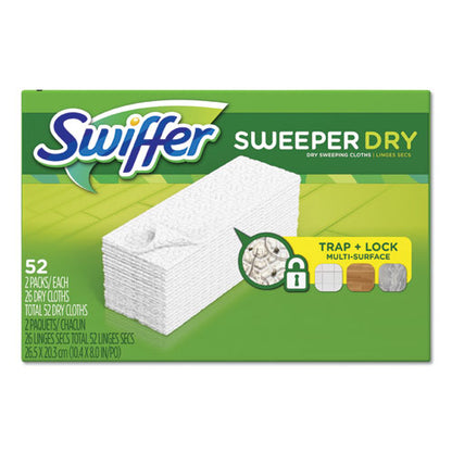 Swiffer Dry Refill Cloths, White, 10.4" x 8", 52-Box, 3 Boxes-Carton 81216