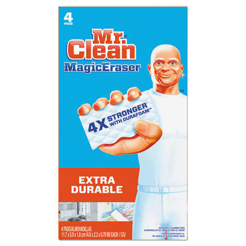 Mr. Clean Magic Eraser Extra Durable, 4.6 x 2.4, 0.7" Thick, White, 4-Box, 8 Boxes-Carton 82038