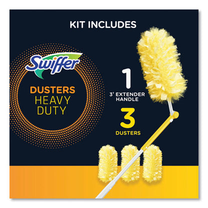 Swiffer Heavy Duty Dusters with Extendable Handle, Plastic Handle Extends to 3 ft, 1 Handle and 3 Dusters-Kit, 6 Kits-Carton 82074