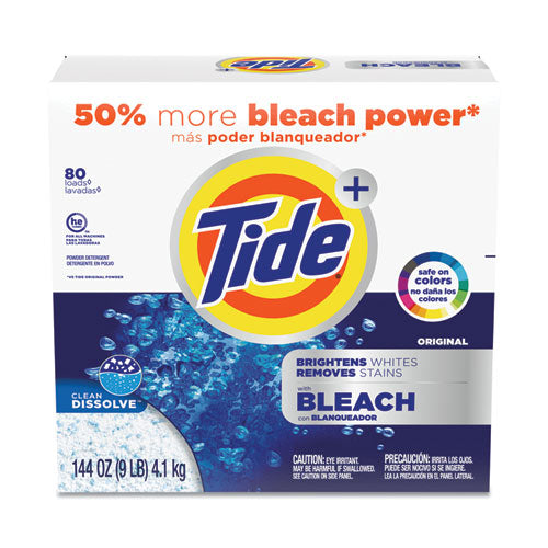 Tide Laundry Detergent with Bleach, Tide Original Scent, Powder, 144 oz Box, 2-Carton 84998