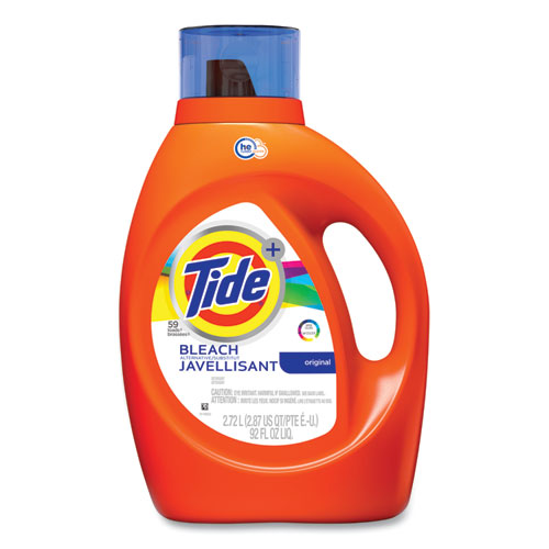 Tide Liquid Laundry Detergent plus Bleach Alternative, HE Compatible, Original Scent, 92 oz Bottle, 4-Carton 87546