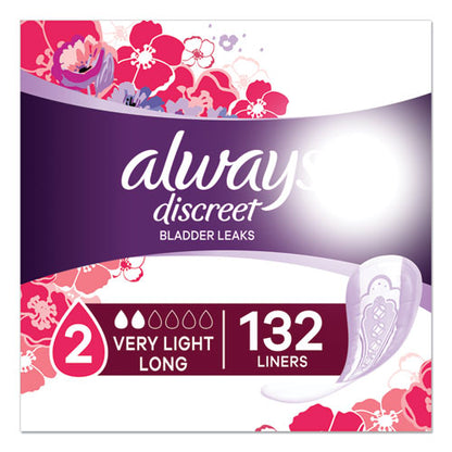 Always Discreet Incontinence Liners, Very Light Absorbency, Long, 44-Pack, 3 Packs-Carton 92724