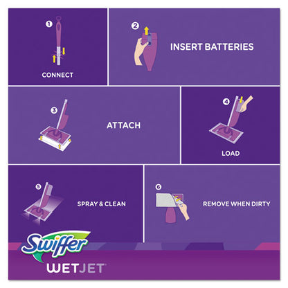 Swiffer WetJet Mop, 11 x 5 White Cloth Head, 46" Purple-Silver Aluminum-Plastic Handle, 2-Carton 92811