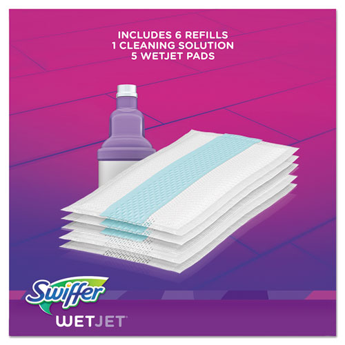 Swiffer WetJet Mop, 11 x 5 White Cloth Head, 46" Purple-Silver Aluminum-Plastic Handle 92811KT