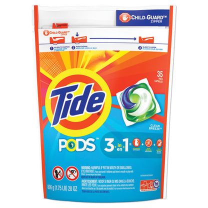 Tide Pods, Laundry Detergent, Clean Breeze, 35-Pack, 4 Pack-Carton 93126