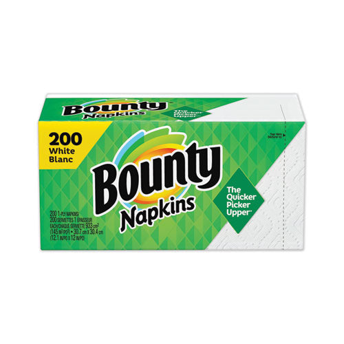 Bounty Quilted Napkins, 1-Ply, 12 1-10 x 12, White, 200-Pack, 8 Pack-Carton 96595