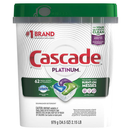 Cascade ActionPacs, Fresh Scent, 34.5 oz, 62 Packs-Bag, 3 Bags-Carton 97726
