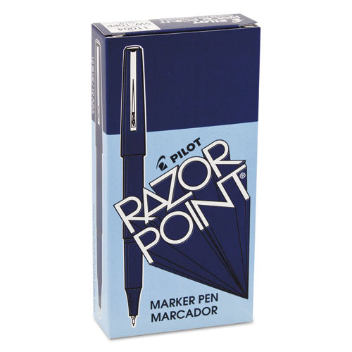 Pilot Razor Point Fine Line Porous Point Pen, Stick, Extra-Fine 0.3 mm, Blue Ink, Blue Barrel, Dozen 11004