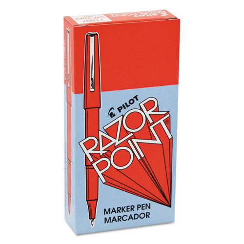 Pilot Razor Point Fine Line Porous Point Pen, Stick, Extra-Fine 0.3 mm, Red Ink, Red Barrel, Dozen 11007