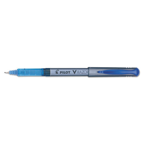 Pilot V Razor Point Liquid Ink Porous Point Pen, Stick, Extra-Fine 0.5 mm, Blue Ink, Gray Barrel, Dozen 11021