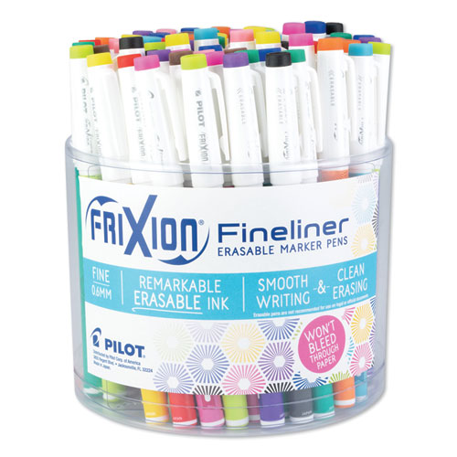 Pilot FriXion Fineliner Erasable Porous Point Pen, Stick, Fine 0.6 mm, Assorted Ink and Barrel Colors, 72-Pack PIL12317