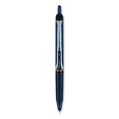 Pilot Precise V5RT Roller Ball Pen, Retractable, Extra-Fine 0.5 mm, Navy Ink, Navy Barrel, Dozen 13447
