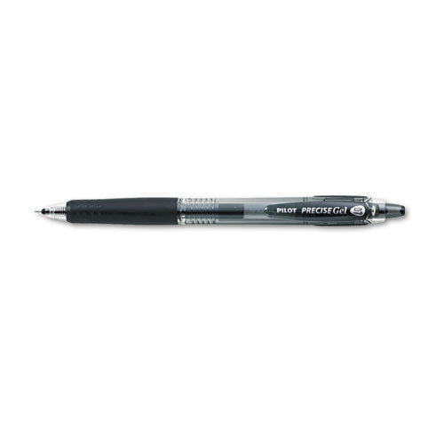 Pilot Precise Gel BeGreen Gel Pen, Retractable, Fine 0.7 mm, Black Ink, Black Barrel, Dozen 15001