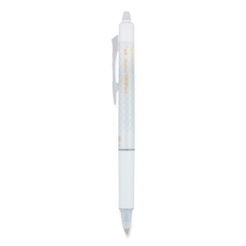 Pilot FriXion Clicker Design Erasable Gel Pen, Retractable, Extra-Fine 0.5 mm, Black Ink, White Barrel, Dozen PIL15128