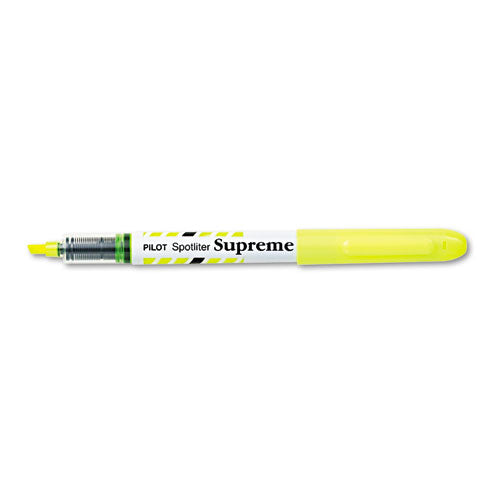 Pilot Spotliter Supreme Highlighter, Fluorescent Yellow Ink, Chisel Tip, Yellow-White Barrel, Dozen 16008