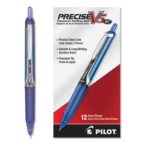 Pilot Precise V5RT Roller Ball Pen, Retractable, Extra-Fine 0.5 mm, Blue Ink, Blue Barrel 26063