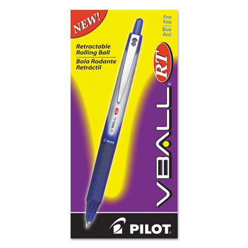 Pilot VBall RT Liquid Ink Roller Ball Pen, Retractable, Fine 0.7 mm, Blue Ink, Blue-White Barrel 26207