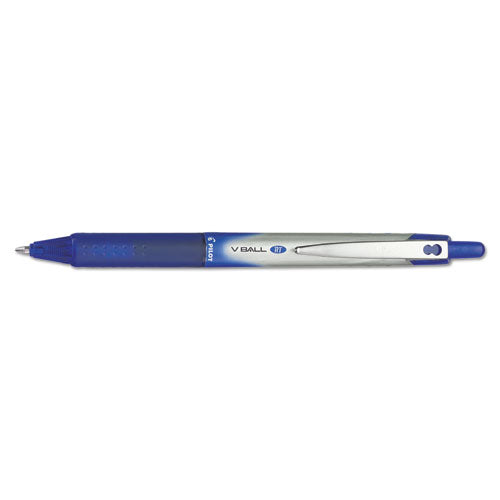 Pilot VBall RT Liquid Ink Roller Ball Pen, Retractable, Fine 0.7 mm, Blue Ink, Blue-White Barrel 26207