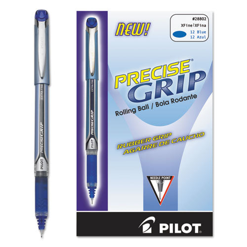 Pilot Precise Grip Roller Ball Pen, Stick, Extra-Fine 0.5 mm, Blue Ink, Blue Barrel 28802