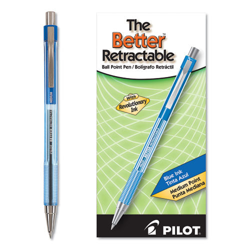 Pilot Better Ballpoint Pen, Retractable, Medium 1 mm, Blue Ink, Translucent Blue Barrel, Dozen 30006