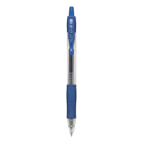 Pilot G2 Premium Gel Pen, Retractable, Extra-Fine 0.5 mm, Blue Ink, Smoke Barrel, Dozen 31003