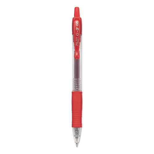Pilot G2 Premium Gel Pen, Retractable, Extra-Fine 0.5 mm, Red Ink, Smoke Barrel, Dozen 31004