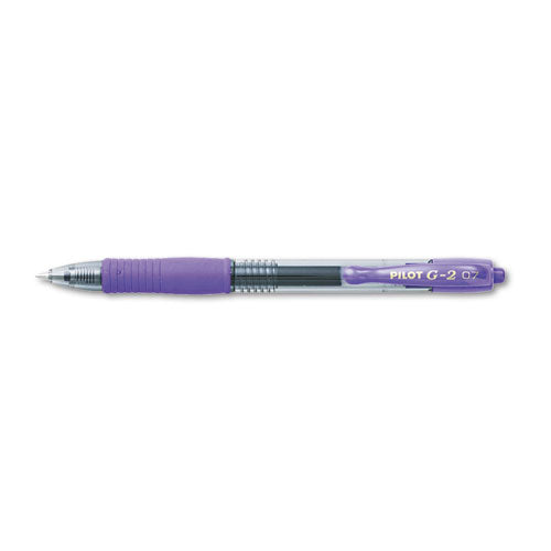 Pilot G2 Premium Gel Pen, Retractable, Fine 0.7 mm, Purple Ink, Smoke Barrel, Dozen 31029