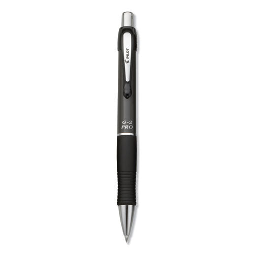 Pilot G2 Pro Gel Pen, Retractable, Fine 0.7 mm, Black Ink, Gray Barrel 31147