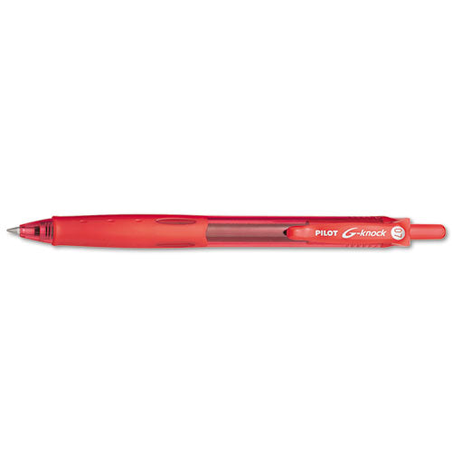 Pilot G-Knock BeGreen Gel Pen, Retractable, Fine 0.7 mm, Red Ink, Red Barrel, Dozen 31508