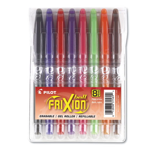 Pilot FriXion Ball Erasable Gel Pen, Stick, Fine 0.7 mm, Assorted Ink and Barrel Colors, 8-Pack 31569