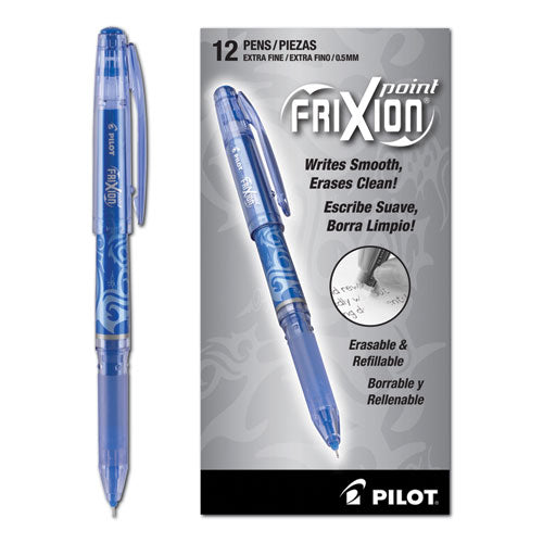 Pilot FriXion Point Erasable Gel Pen, Stick, Extra-Fine 0.5 mm, Blue Ink, Blue Barrel 31574