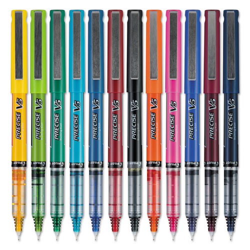 Pilot Precise V5 Roller Ball Pen, Stick, Fine 0.5 mm, Assorted Ink and Barrel Colors, Dozen 31888