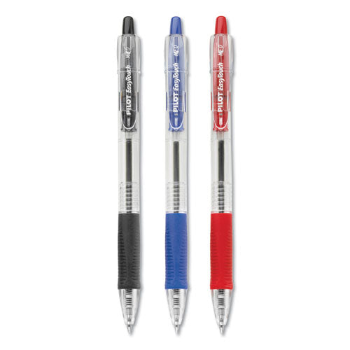 Pilot EasyTouch Ballpoint Pen, Retractable, Medium 1 mm, Black Ink, Clear Barrel, Dozen 32220