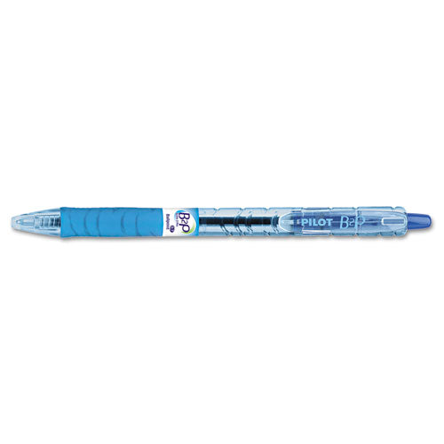 Pilot B2P Bottle-2-Pen Recycled Ballpoint Pen, Retractable, Fine 0.7 mm, Blue Ink, Translucent Blue Barrel, Dozen 32601