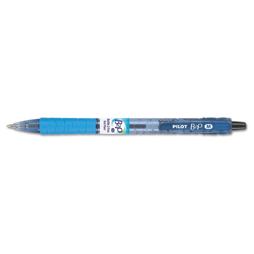 Pilot B2P Bottle-2-Pen Recycled Ballpoint Pen, Retractable, Medium 1 mm, Blue Ink, Translucent Blue Barrel, Dozen 32801