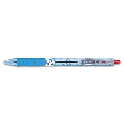 Pilot B2P Bottle-2-Pen Recycled Ballpoint Pen, Retractable, Medium 1 mm, Red Ink, Translucent Blue Barrel, Dozen 32802