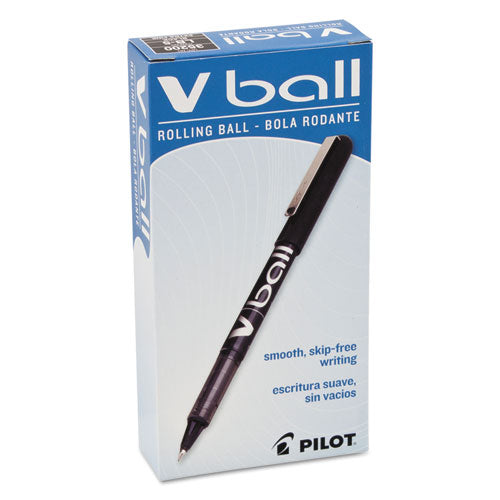 Pilot VBall Liquid Ink Roller Ball Pen, Stick, Extra-Fine 0.5 mm, Black Ink, Black Barrel, Dozen 35200