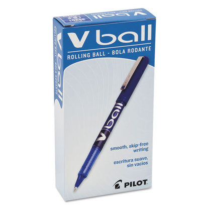 Pilot VBall Liquid Ink Roller Ball Pen, Stick, Extra-Fine 0.5 mm, Blue Ink, Blue Barrel, Dozen 35201