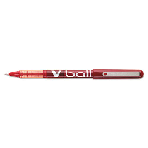 Pilot VBall Liquid Ink Roller Ball Pen, Stick, Extra-Fine 0.5 mm, Red Ink, Red Barrel, Dozen 35202