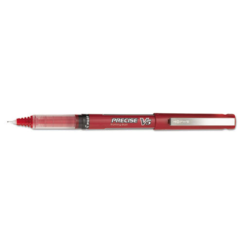 Pilot Precise V5 Roller Ball Pen, Stick, Extra-Fine 0.5 mm, Red Ink, Red Barrel, Dozen 35336
