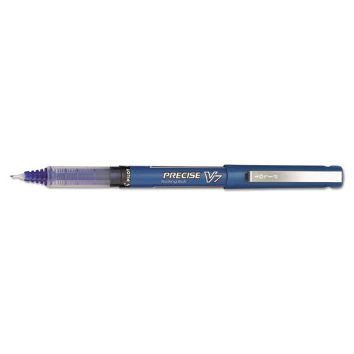 Pilot Precise V7 Roller Ball Pen, Stick, Fine 0.7 mm, Blue Ink, Blue Barrel, Dozen 35349
