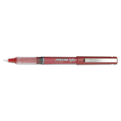 Pilot Precise V7 Roller Ball Pen, Stick, Fine 0.7 mm, Red Ink, Red Barrel, Dozen 35352