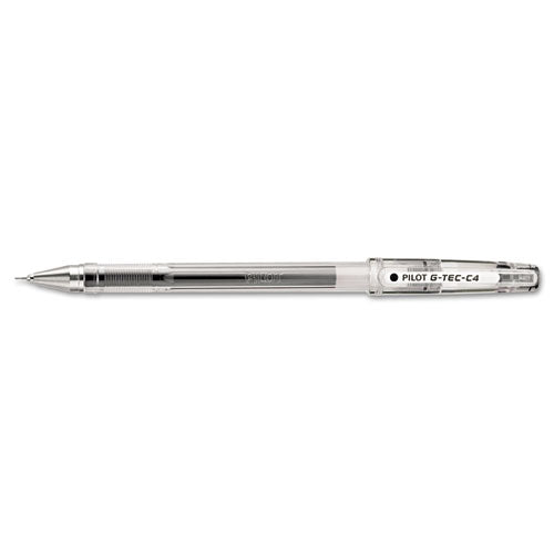 Pilot G-TEC-C Ultra Gel Pen, Stick, Extra-Fine 0.4 mm, Black Ink, Clear Barrel, Dozen 35491