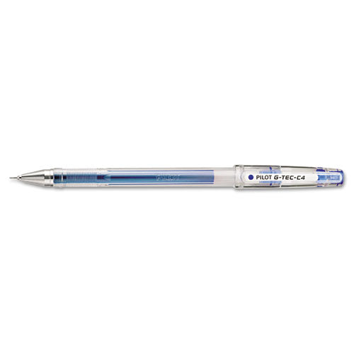Pilot G-TEC-C Ultra Gel Pen, Stick, Extra-Fine 0.4 mm, Blue Ink, Clear Barrel, Dozen 35492