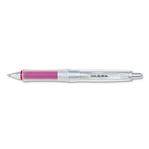 Pilot Dr. Grip Center of Gravity Ballpoint Pen, Retractable, Medium 1 mm, Black Ink, Silver-Pink Grip Barrel 36182