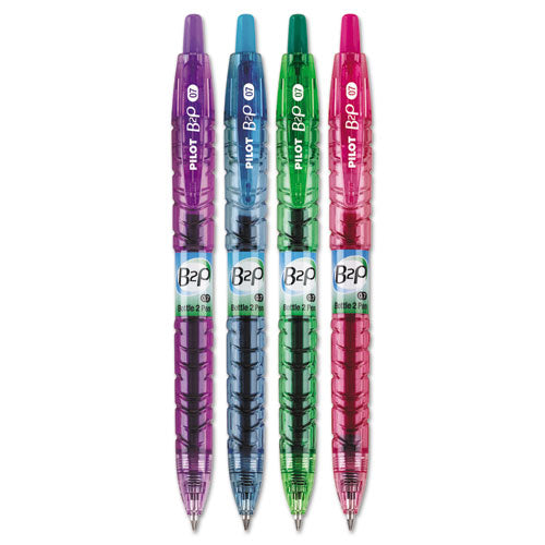 Pilot B2P Bottle-2-Pen Recycled Gel Pen, Retractable, Fine 0.7 mm, Assorted Ink and Barrel Colors, 4-Pack 36620