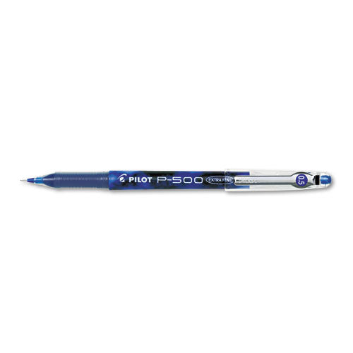 Pilot Precise P-500 Gel Pen, Stick, Extra-Fine 0.5 mm, Blue Ink, Blue Barrel, Dozen 38601