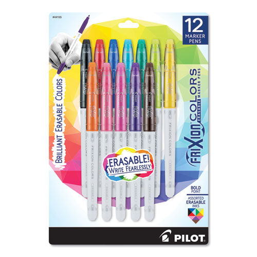 Pilot FriXion Colors Erasable Porous Point Pen, Stick, Bold 2.5 mm, Assorted Ink and Barrel Colors, 12-Pack 44155