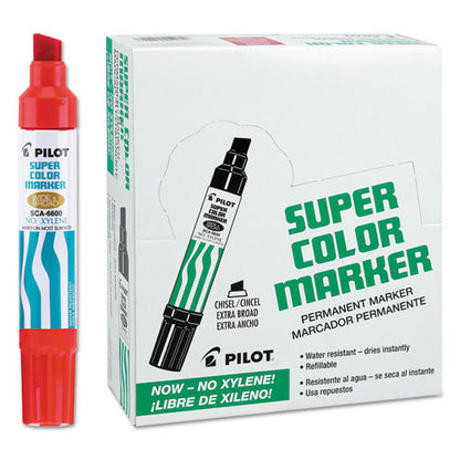 Pilot Jumbo Refillable Permanent Marker, Broad Chisel Tip, Red 45300